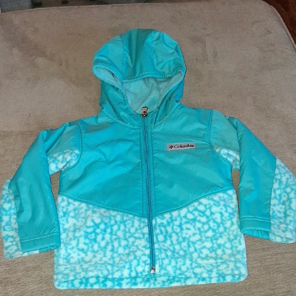 Columbia Turquoise and White Hooded Jacket-2T